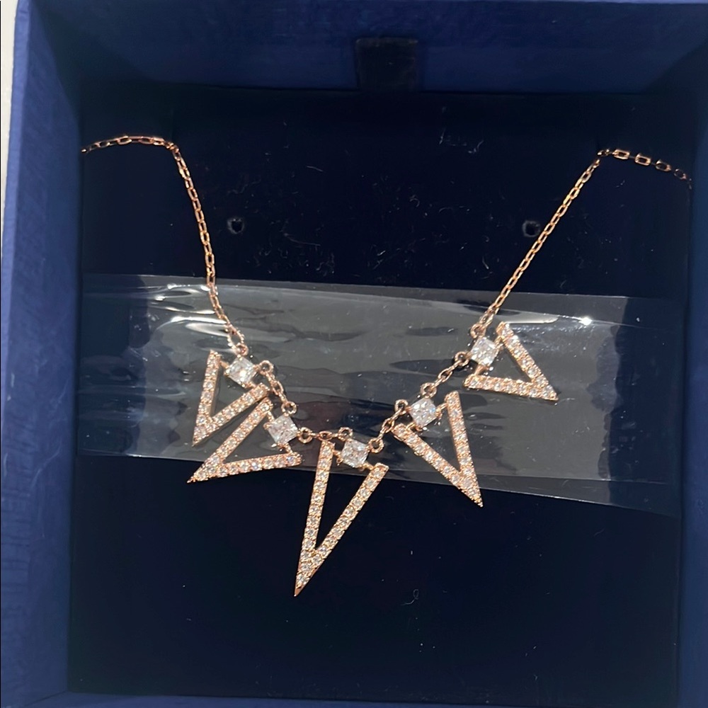 Swarovski Rose Gold Geometric Necklace with Triangle Design